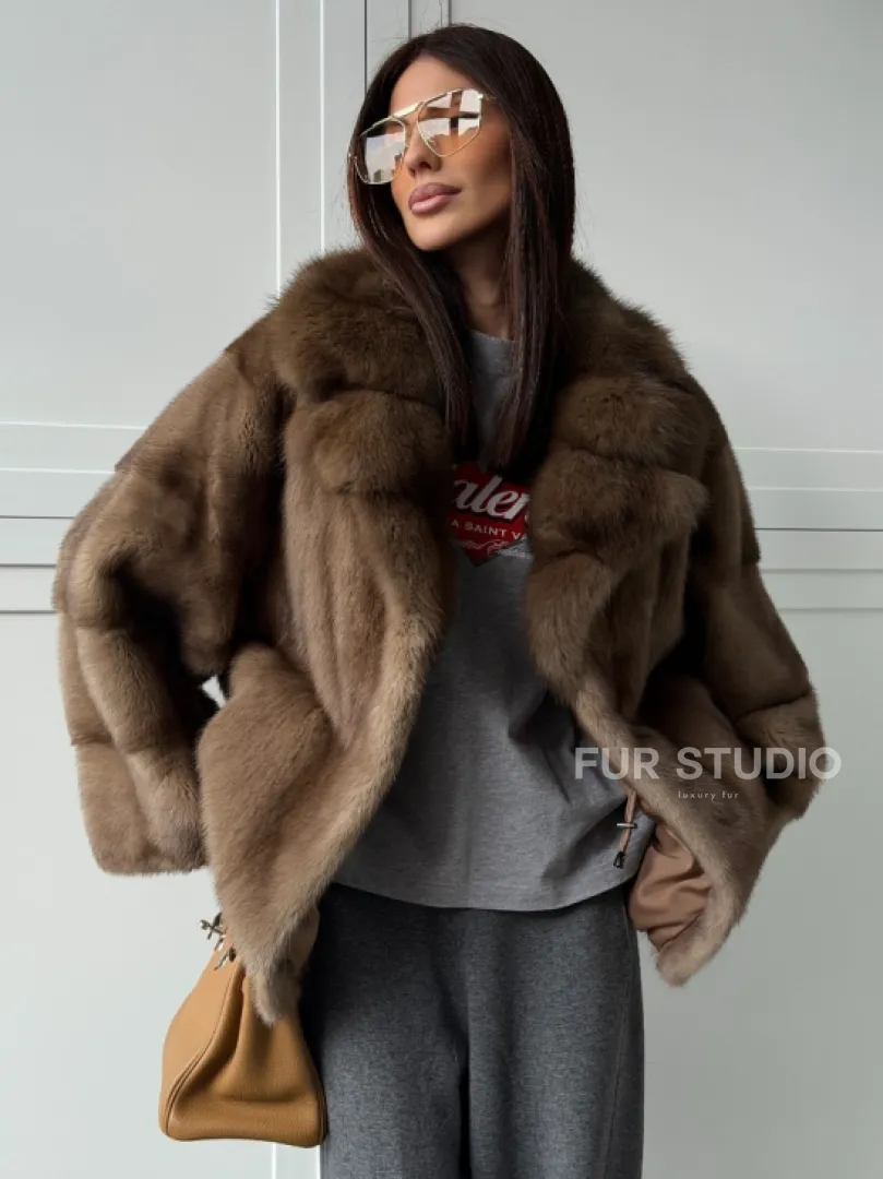 Куртка из меха норки - воротник куница