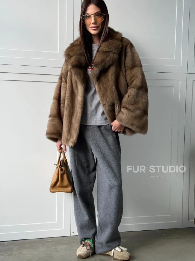 Куртка из меха норки - воротник куница