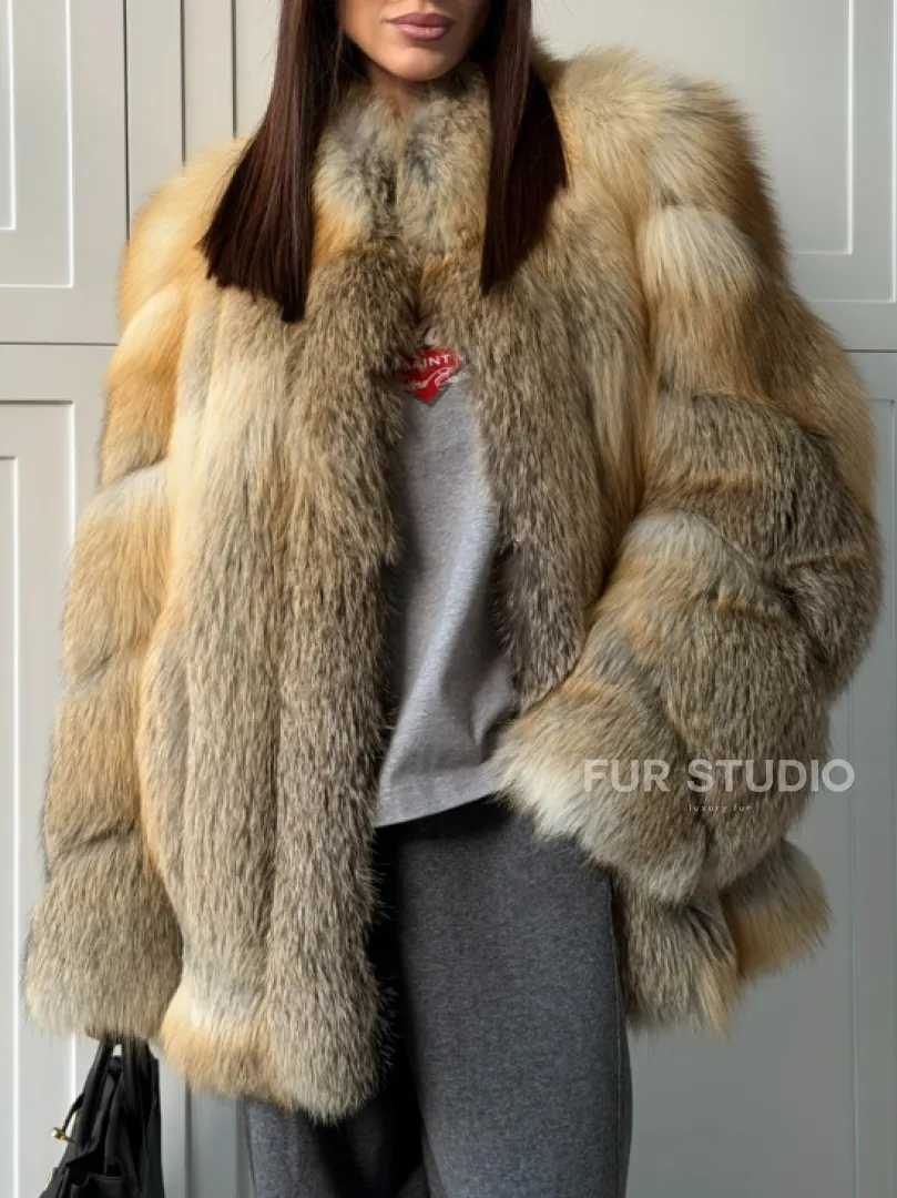 Полушубок из лисы - рукава косички