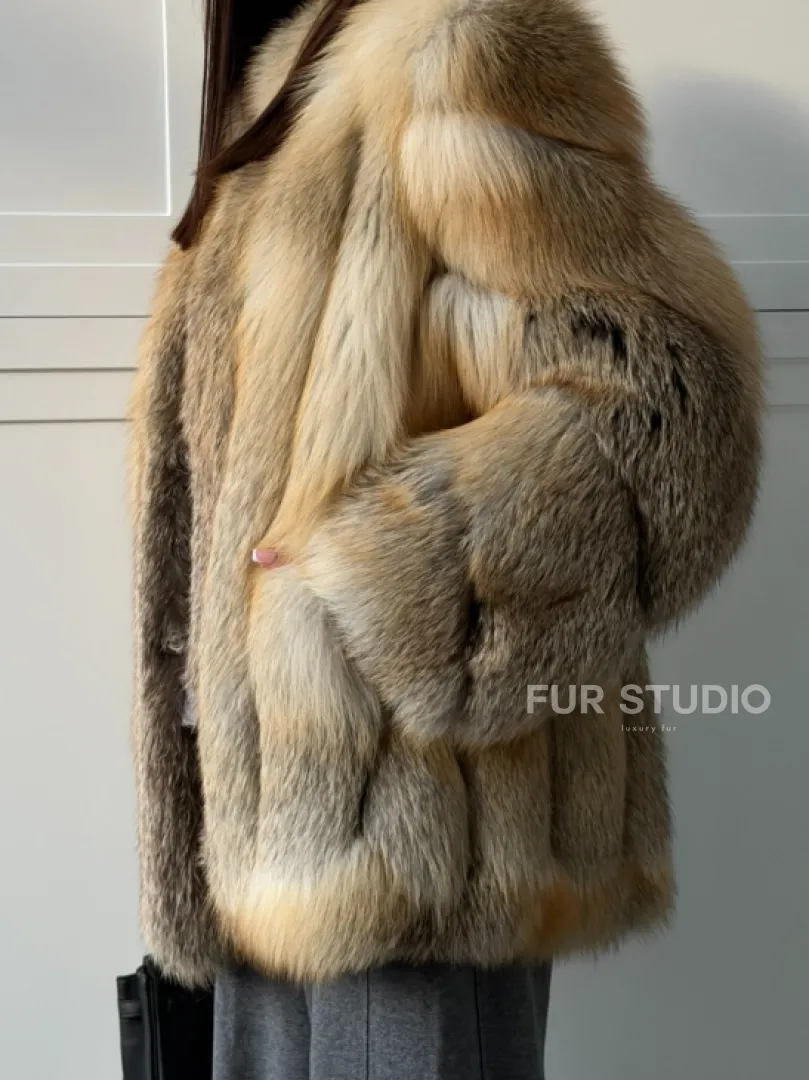 Полушубок из лисы - рукава косички