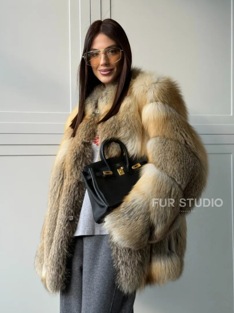 Полушубок из лисы - рукава косички