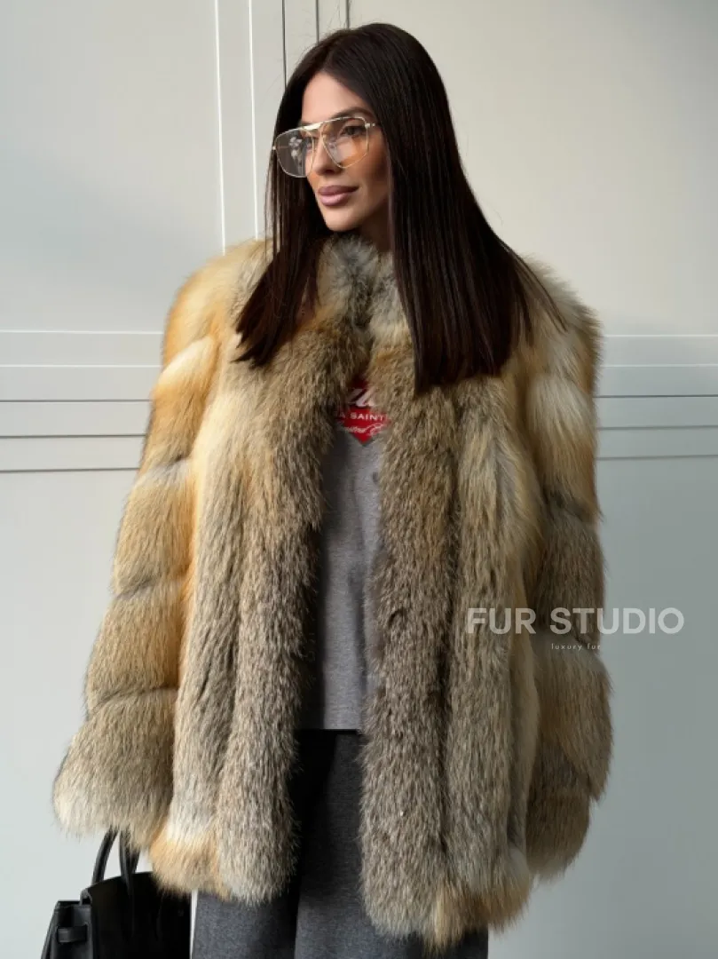 Полушубок из лисы - рукава косички