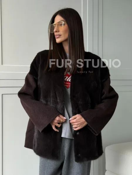 Женское полупальто с мехом норки - фото 15