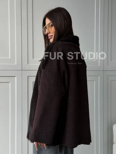 Женское полупальто с мехом норки - фото 14