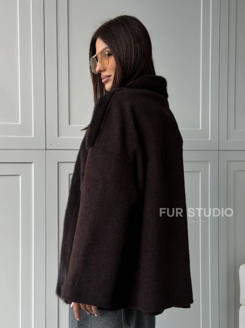 Женское полупальто с мехом норки