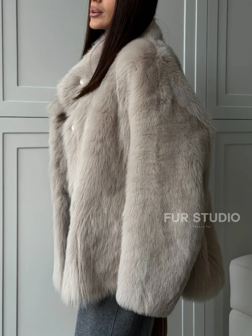 Бежевая дубленка из тосканы