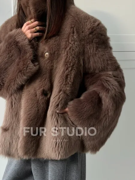 Дубленка из тосканы цвет taupe - фото 4