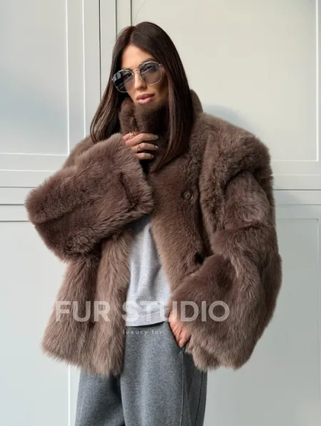 Дубленка из тосканы цвет taupe - фото 10