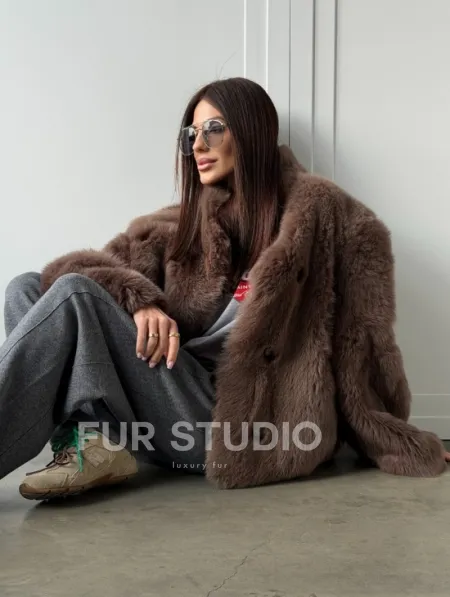 Дубленка из тосканы цвет taupe - фото 15