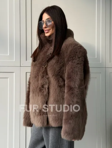 Дубленка из тосканы цвет taupe - фото 7