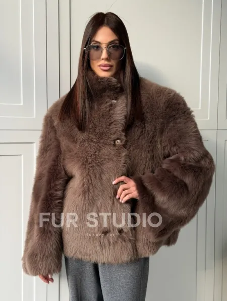 Дубленка из тосканы цвет taupe - фото 0