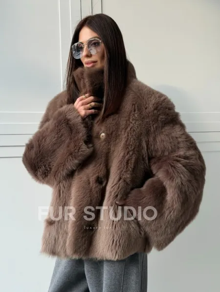 Дубленка из тосканы цвет taupe - фото 8