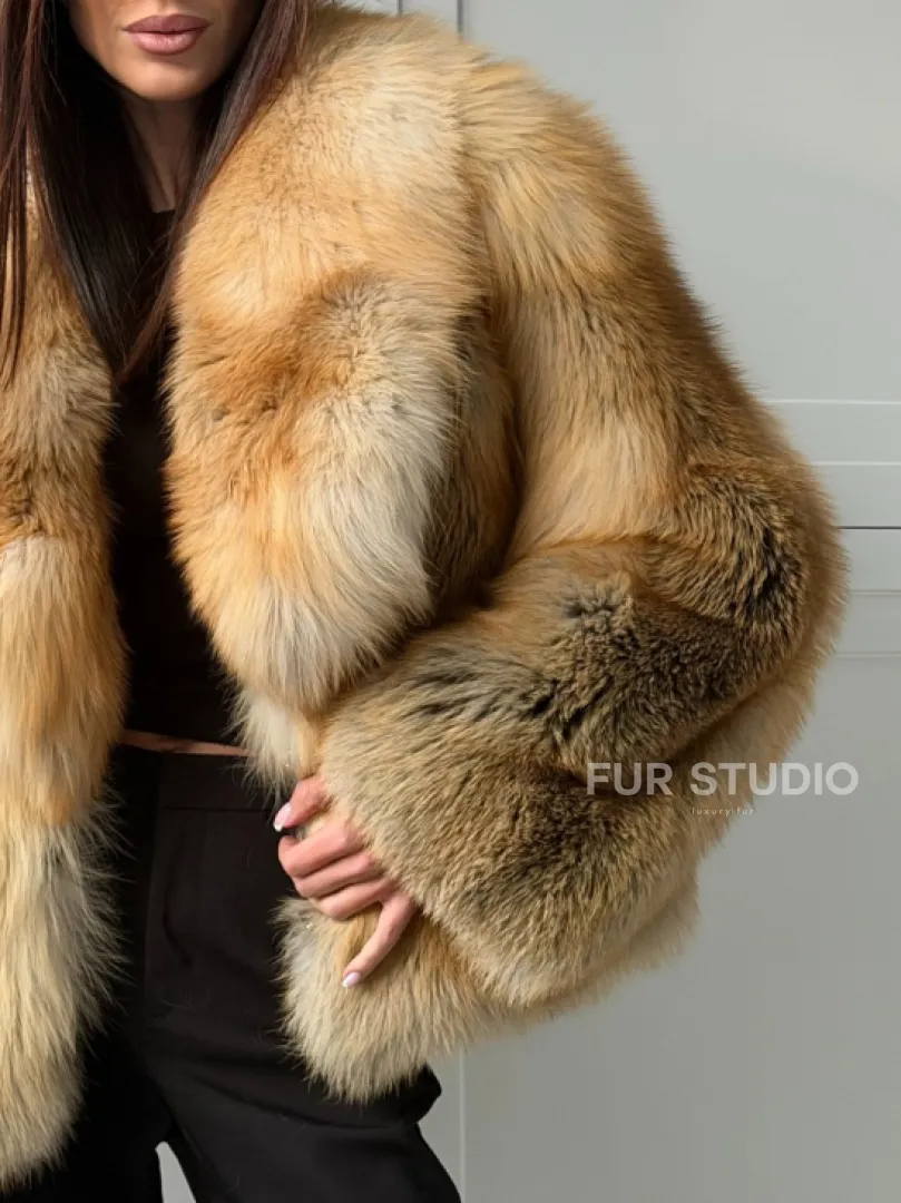 Короткая шубка из лисы Premium Golden Fox