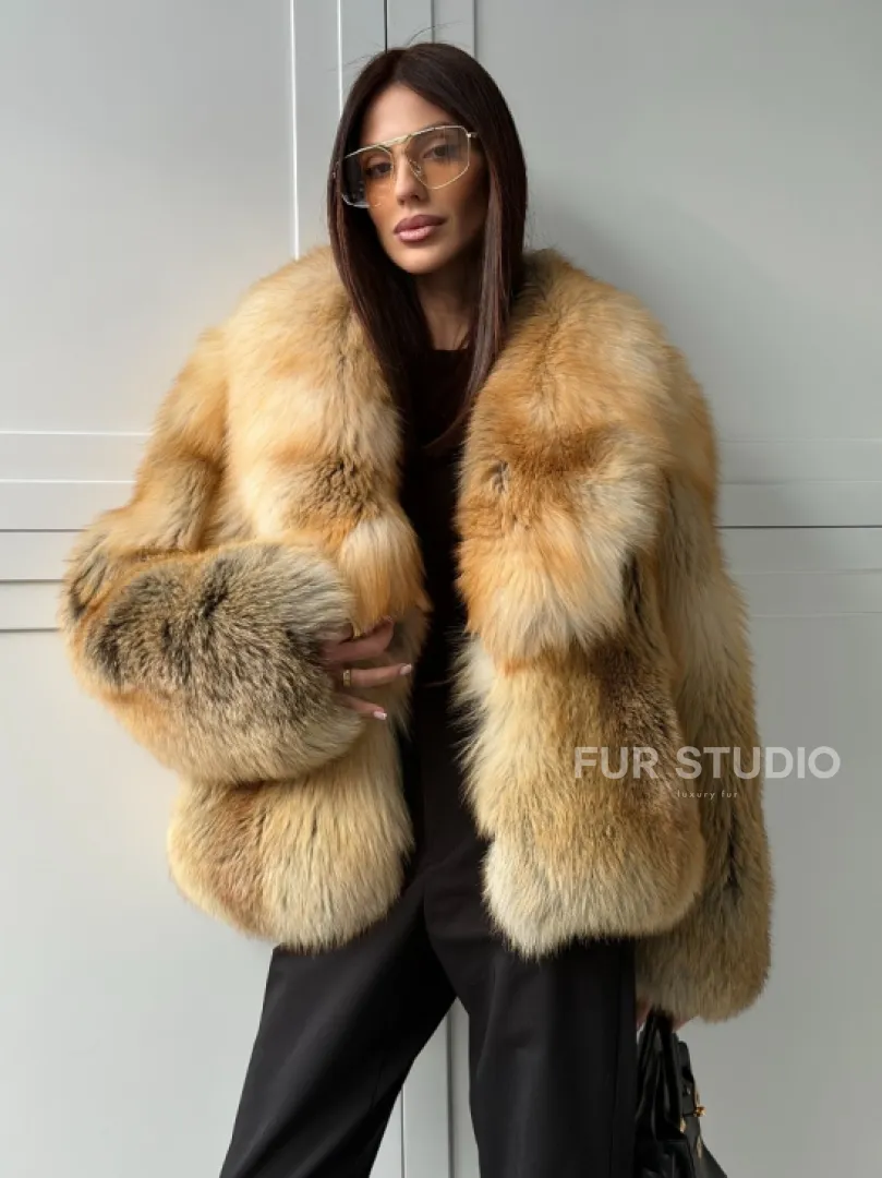 Короткая шубка из лисы Premium Golden Fox