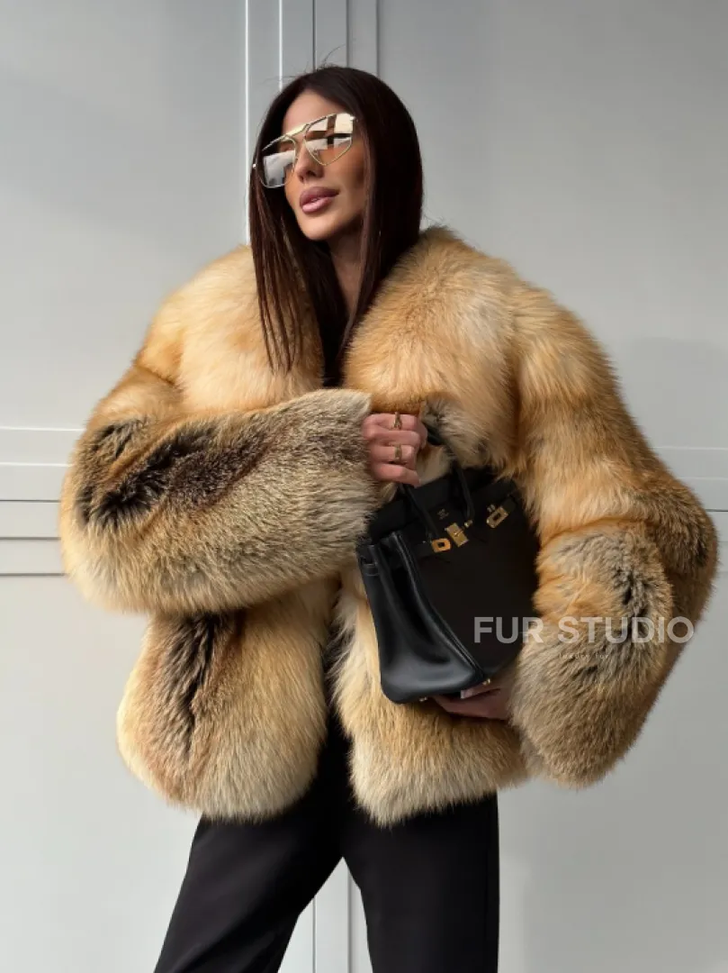 Короткая шубка из лисы Premium Golden Fox