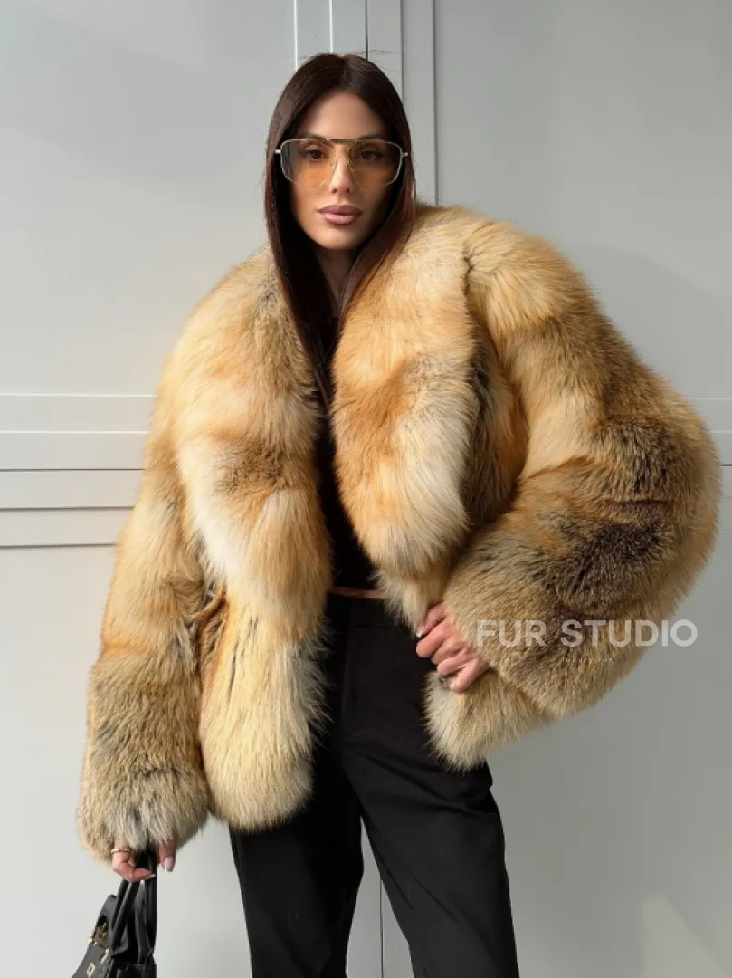 Короткая шубка из лисы Premium Golden Fox
