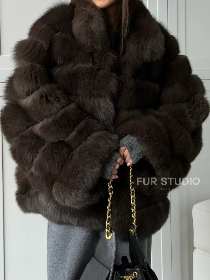 Шуба из натурального песца под соболь