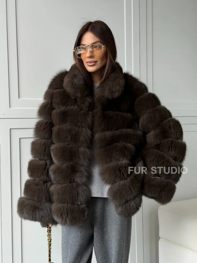 Шуба из натурального песца под соболь