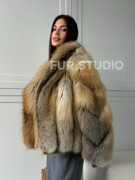 Женская шуба из лисьего меха Golden Edged Fox - фото 13