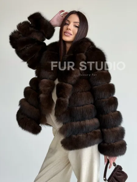 Шуба песцовая под соболь - фото 8