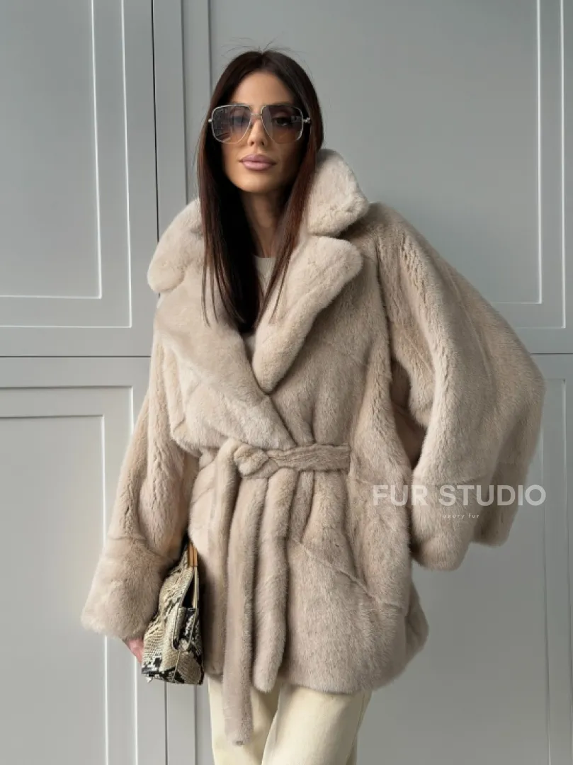 Зимняя норковая шуба фасона «летучая мышь»