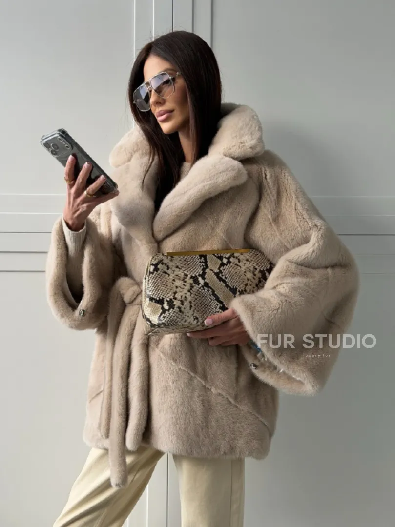 Зимняя норковая шуба фасона «летучая мышь»