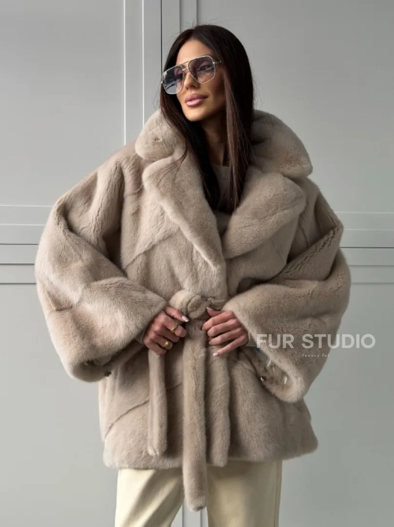 Зимняя норковая шуба фасона «летучая мышь»