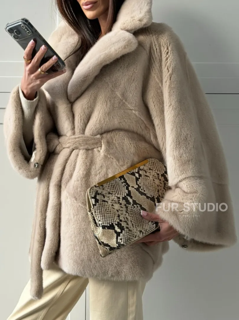 Зимняя норковая шуба фасона «летучая мышь»