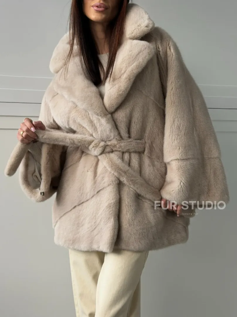 Зимняя норковая шуба фасона «летучая мышь»