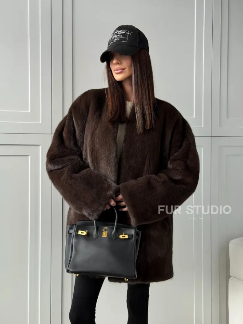 Куртка из норки с V - образным воротом