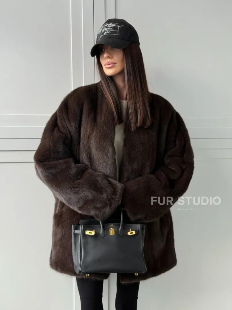 Куртка из норки с V - образным воротом