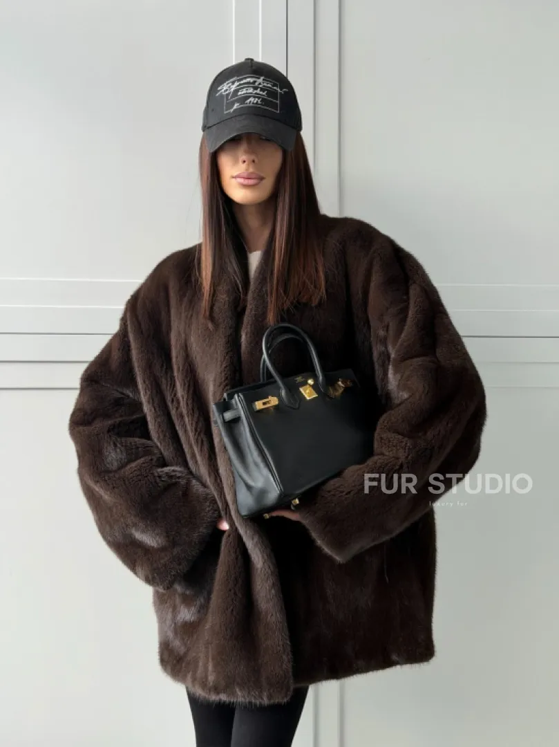 Куртка из норки с V - образным воротом