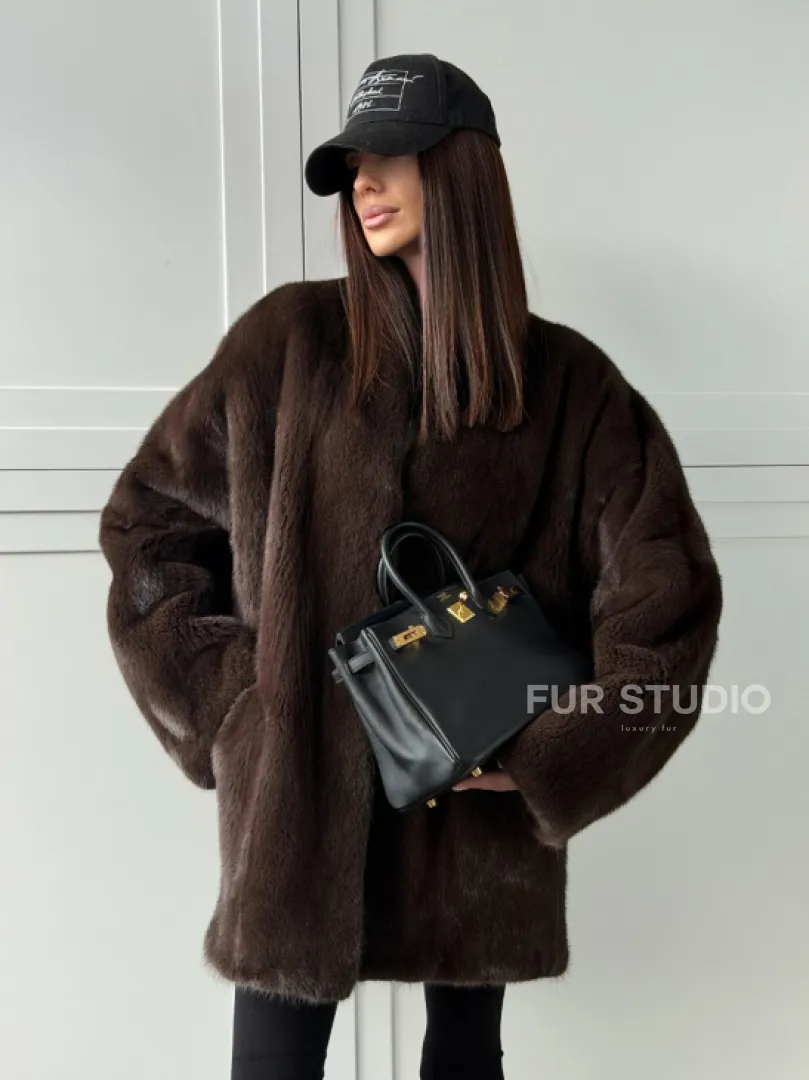 Куртка из норки с V - образным воротом