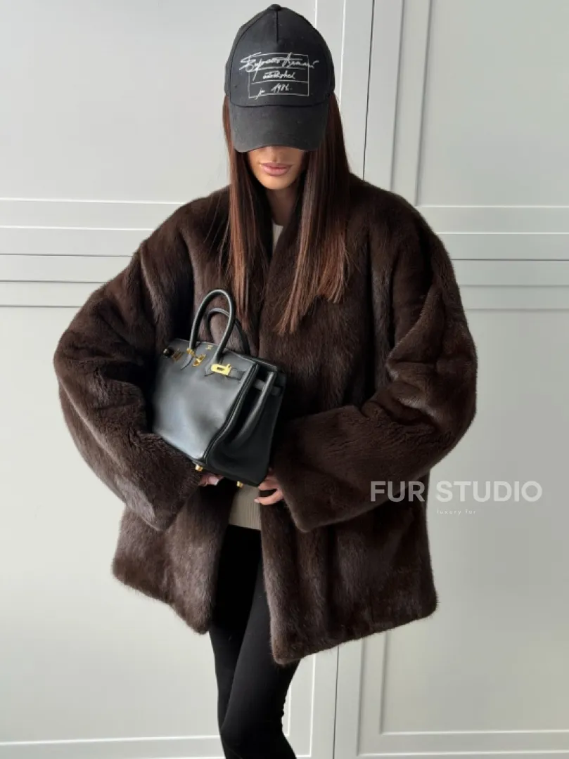 Куртка из норки с V - образным воротом