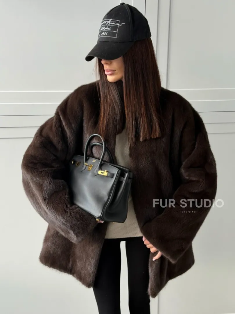 Куртка из норки с V - образным воротом