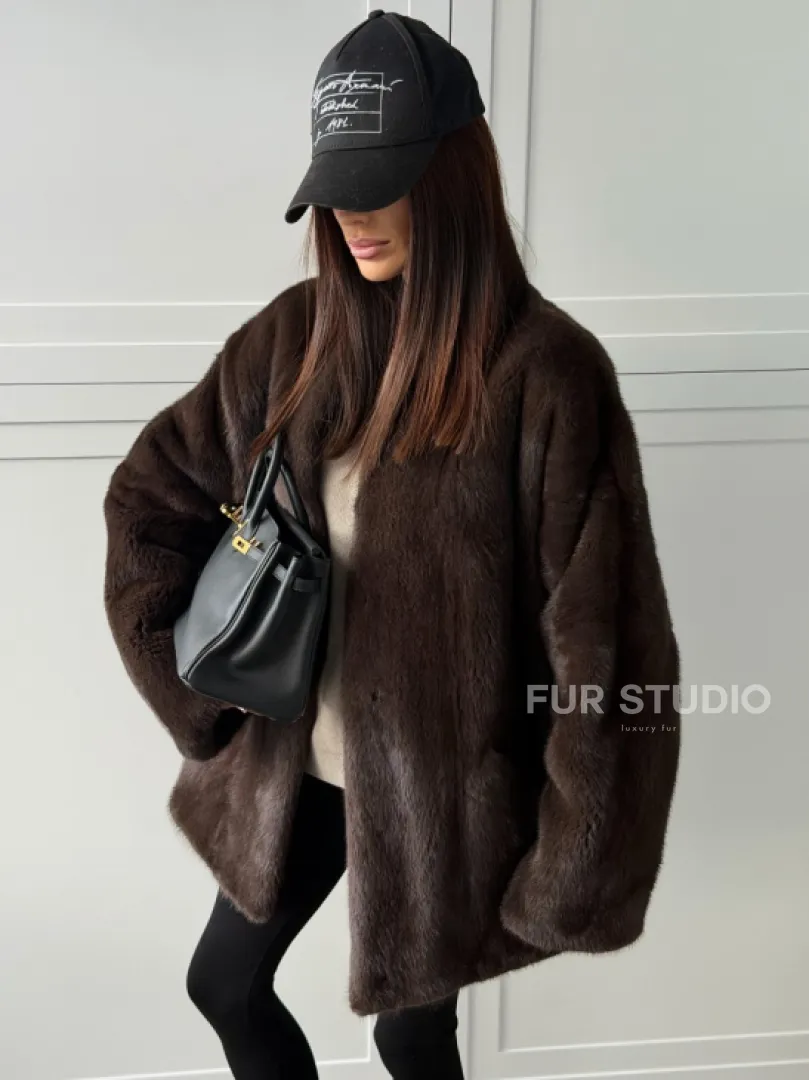 Куртка из норки с V - образным воротом