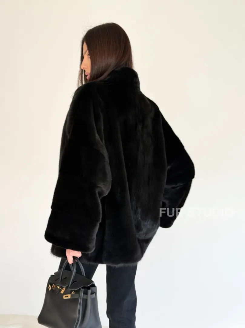 Женский норковый жакет - черный