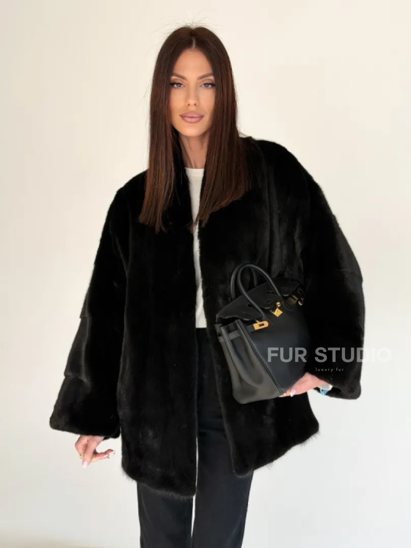 Женский норковый жакет - черный