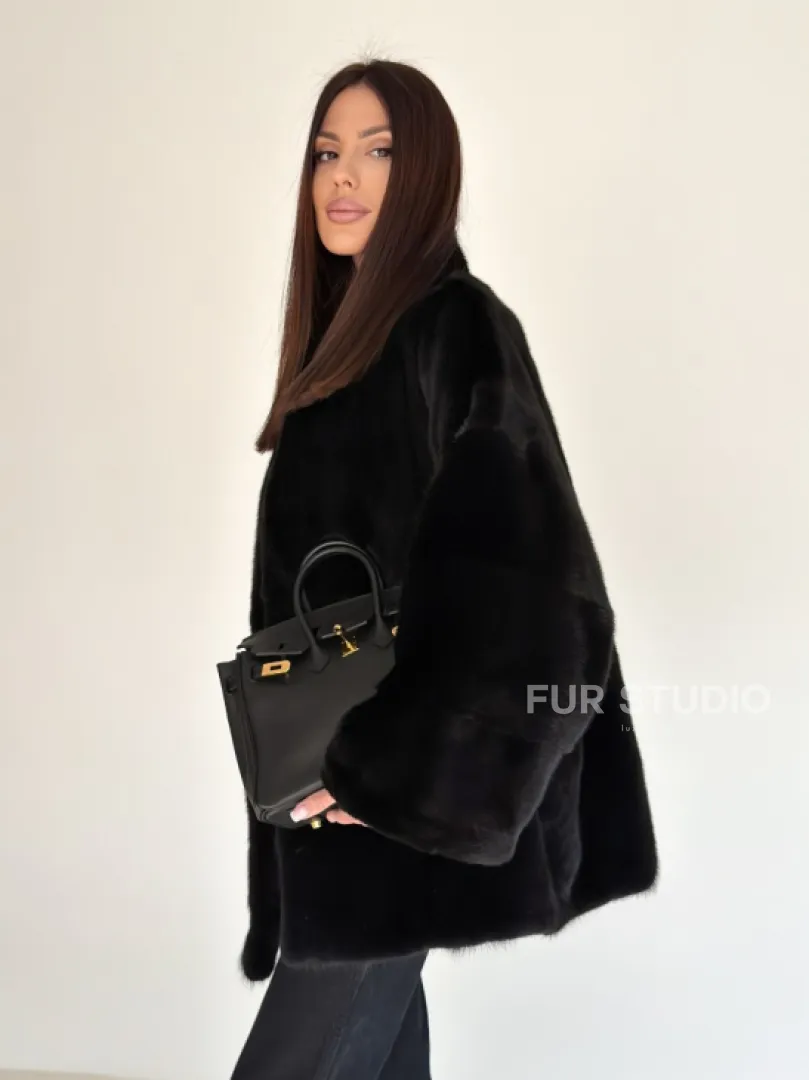 Женский норковый жакет - черный