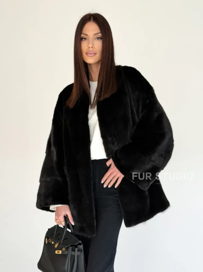 Женский норковый жакет - черный