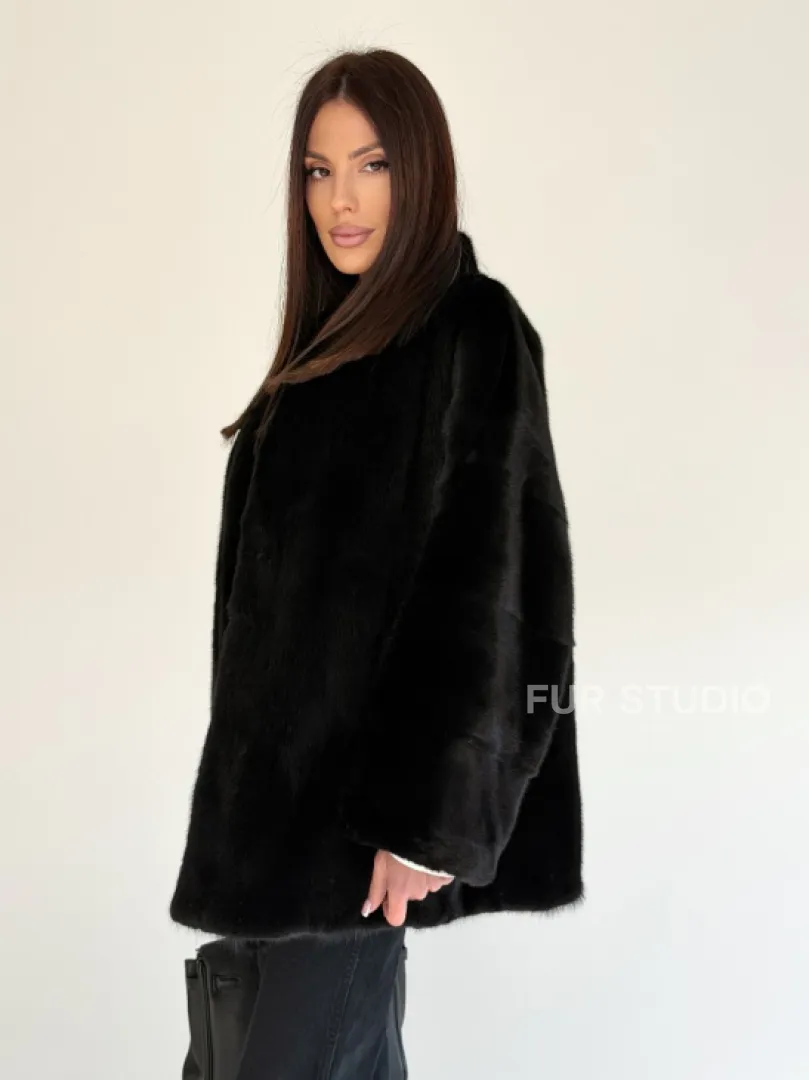 Женский норковый жакет - черный