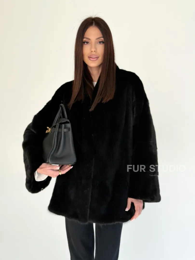 Женский норковый жакет - черный