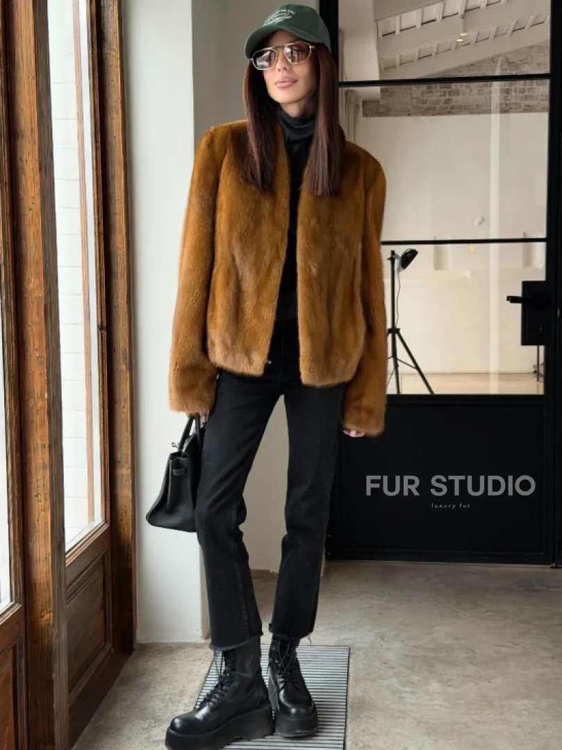 Меховой жакет из золотой норки