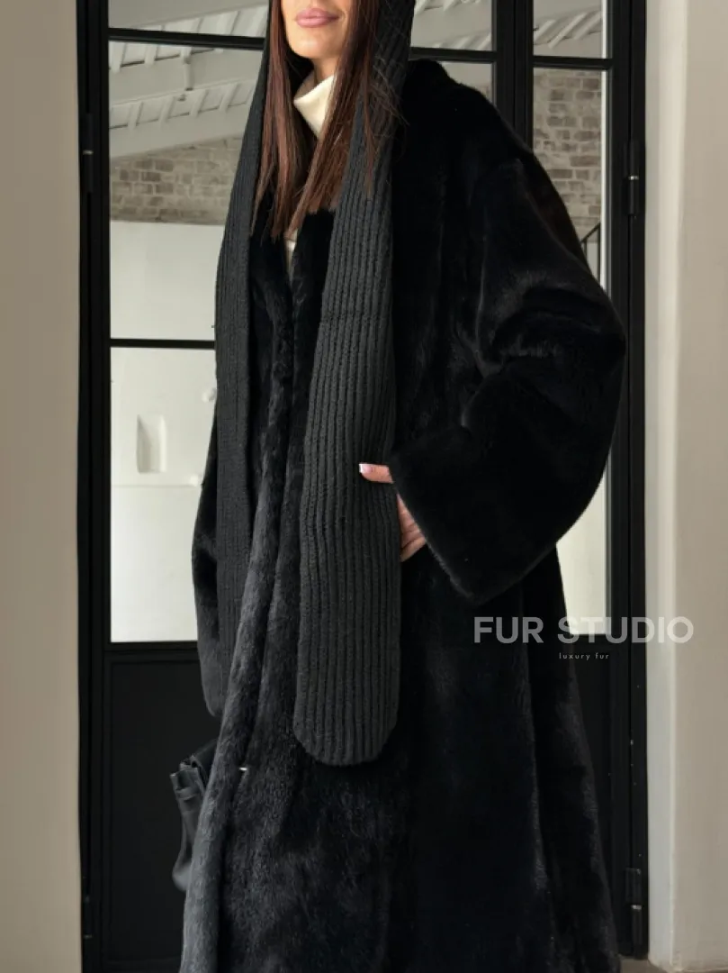 Шуба норка Blackglama V-образный ворот