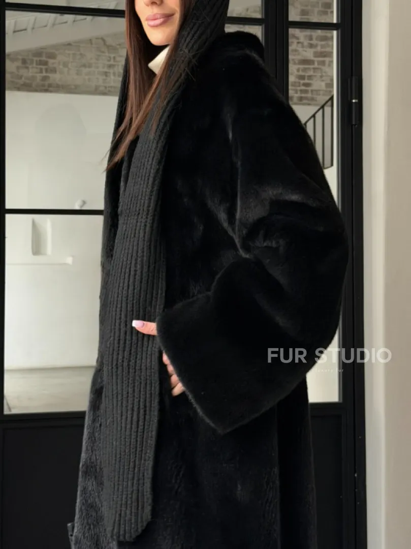 Шуба норка Blackglama V-образный ворот