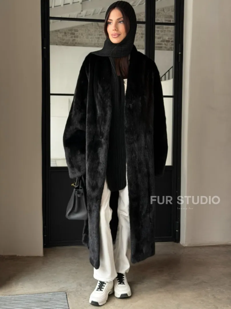 Шуба норка Blackglama V-образный ворот