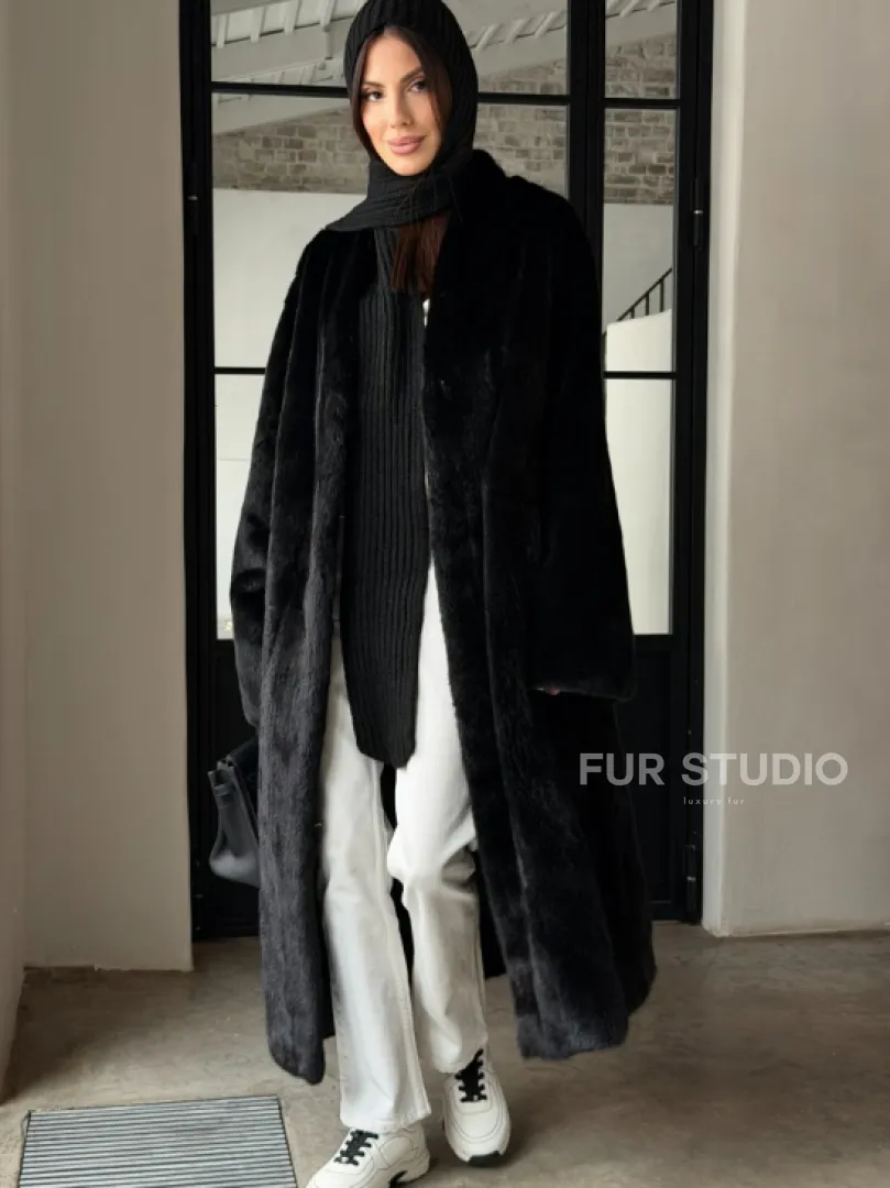 Шуба норка Blackglama V-образный ворот