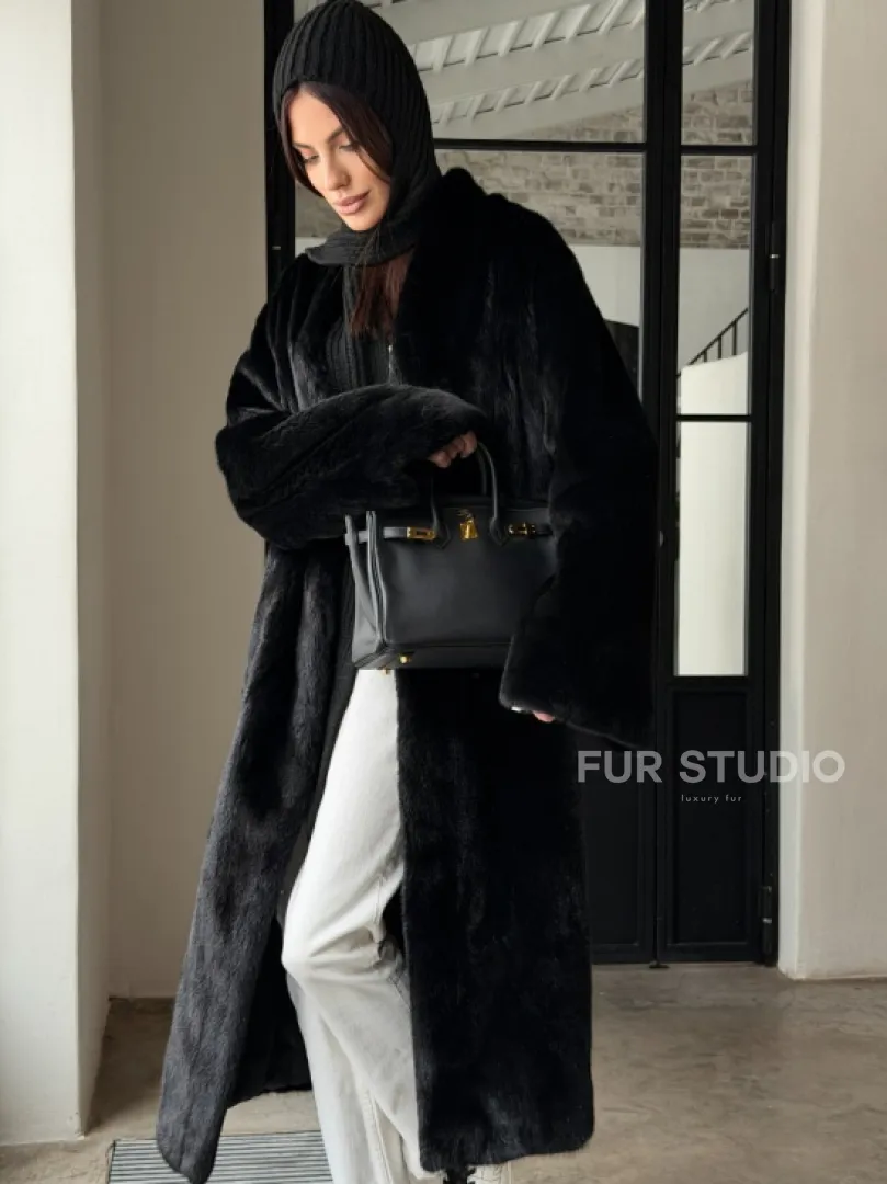 Шуба норка Blackglama V-образный ворот