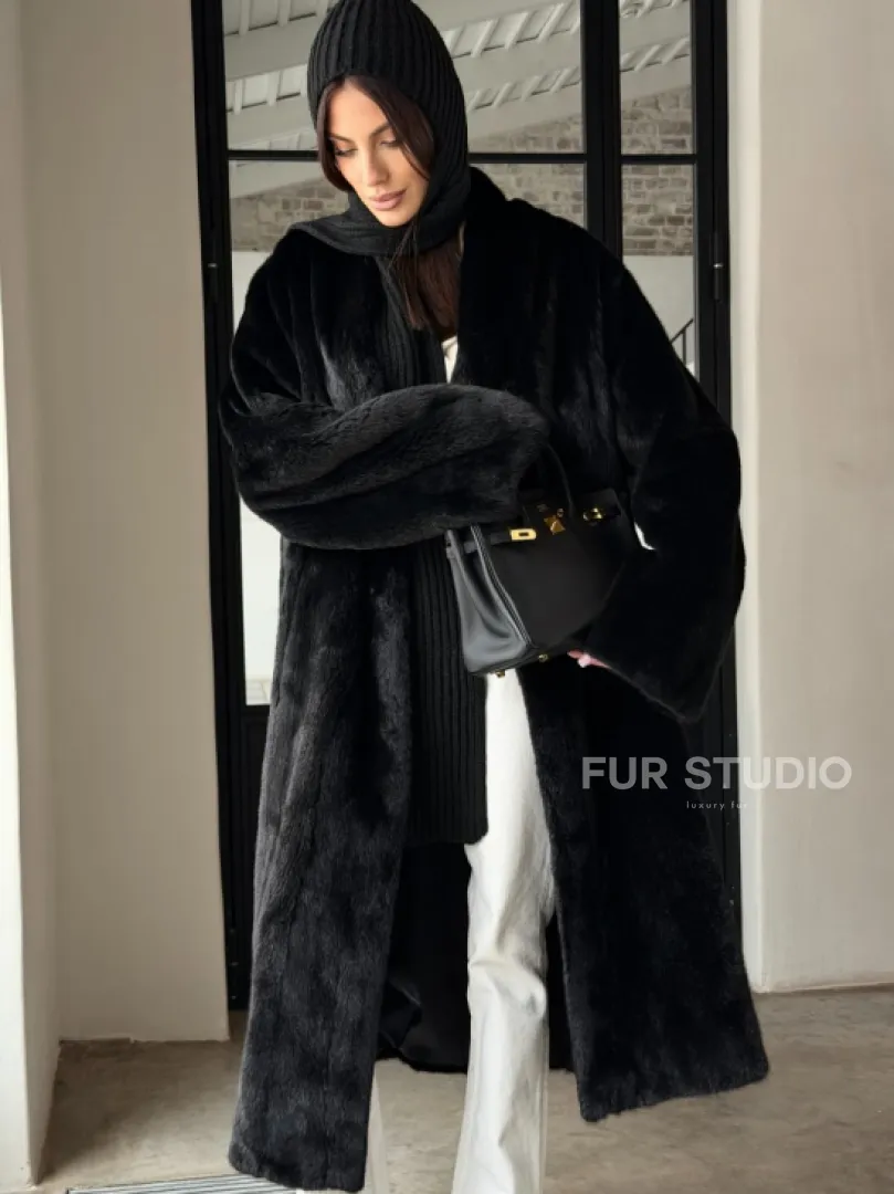 Шуба норка Blackglama V-образный ворот