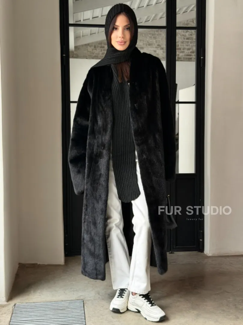 Шуба норка Blackglama V-образный ворот